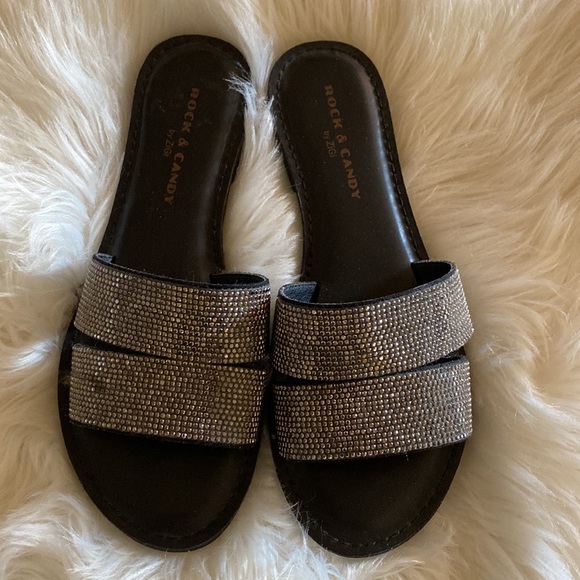 Black rock and candy flats with mini studs size 7 1/2 - Picture 3 of 3